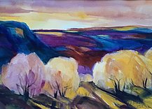 Abend im Jura - Aquarell - 29 x 41