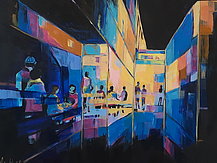 Nachtcafe - Öl/Acryl auf Leinwand - 100 x 80 cm