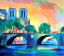 Notre Dame Paris - Öl auf Leinwand - 80 - 100 