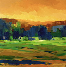 Abend am Waldrand - Öl auf Leinwand -70 x 90