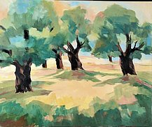 Olivenhain - Öl auf Leinwand - 100 x 80 cm